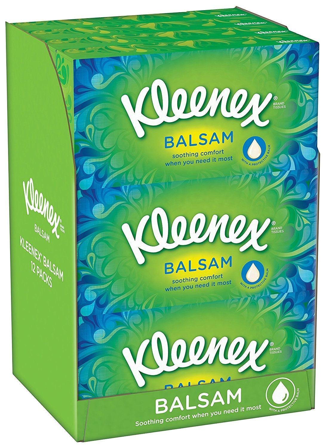 Kleenex Balsam Facial Tissues 64 Tissues Box, For Everyday Use Aloe Vera
