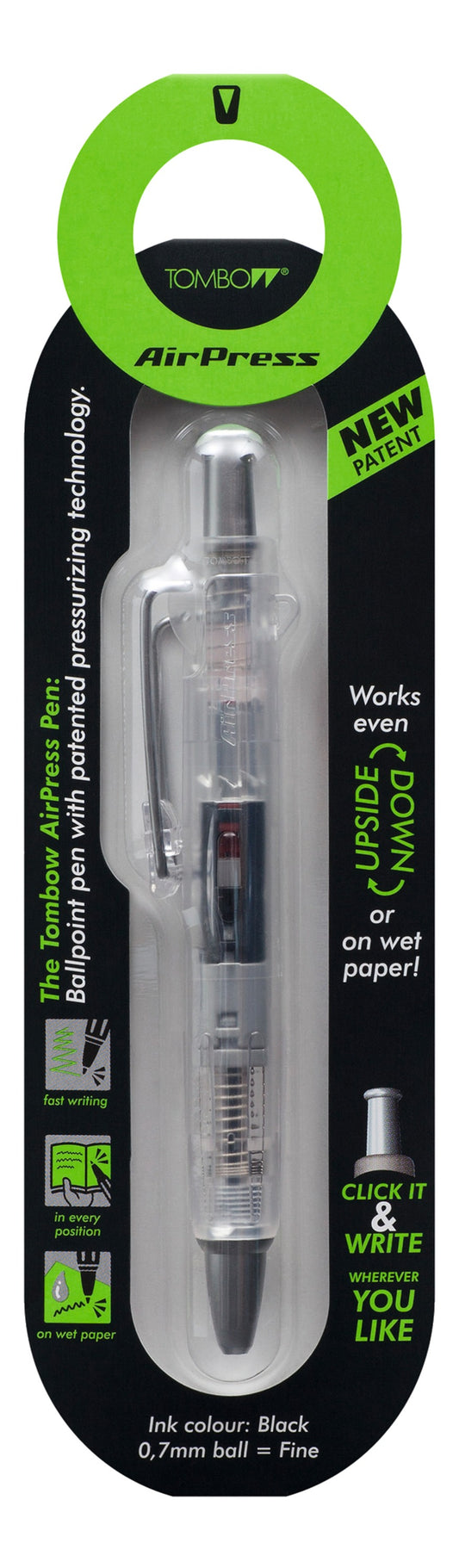 Tombow AirPress Retractable Ballpoint Pen 0.7mm Tip Transparent Barrel Black Ink - BC-AP20 - NWT FM SOLUTIONS - YOUR CATERING WHOLESALER