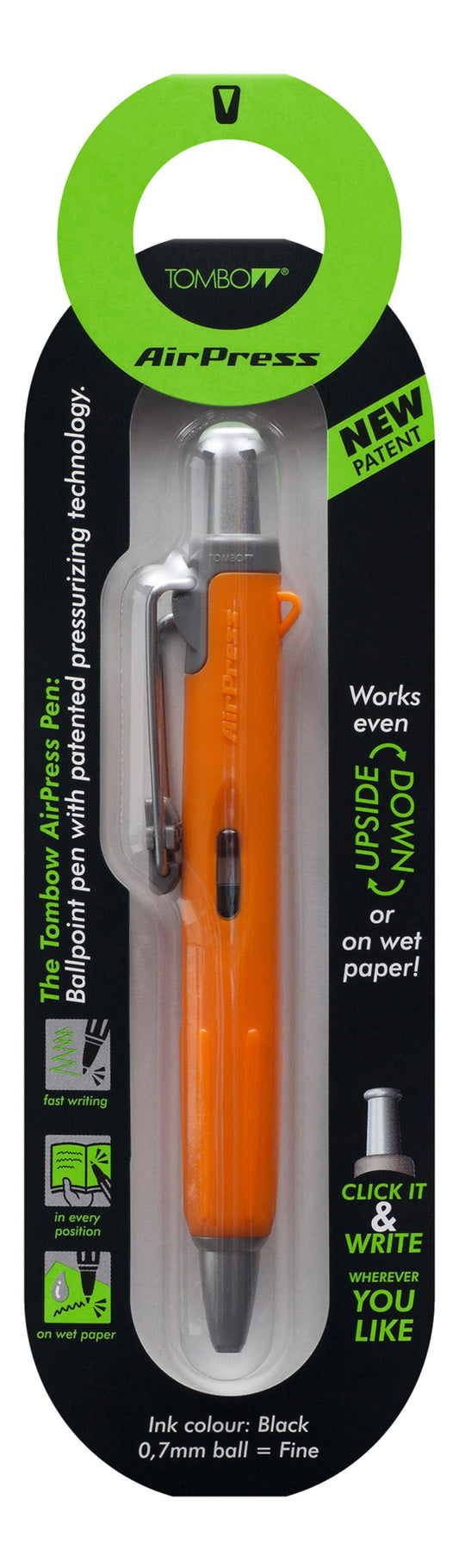 Tombow AirPress Retractable Ballpoint Pen 0.7mm Tip Orange Barrel Black Ink - BC-AP54 - NWT FM SOLUTIONS - YOUR CATERING WHOLESALER