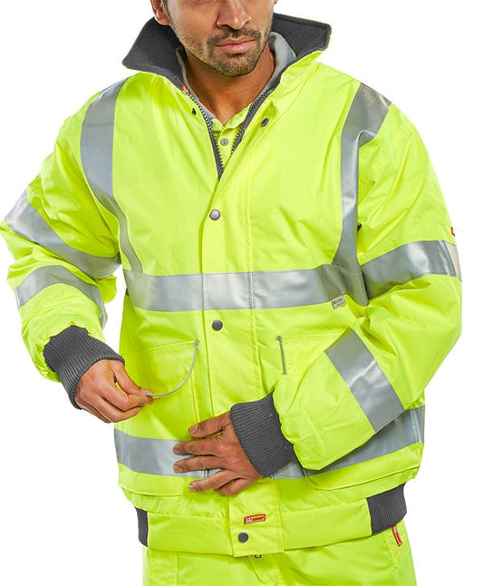 Beeswift Hi-Vis Yellow Extra Large Super Bomber Jacket - NWT FM SOLUTIONS - YOUR CATERING WHOLESALER