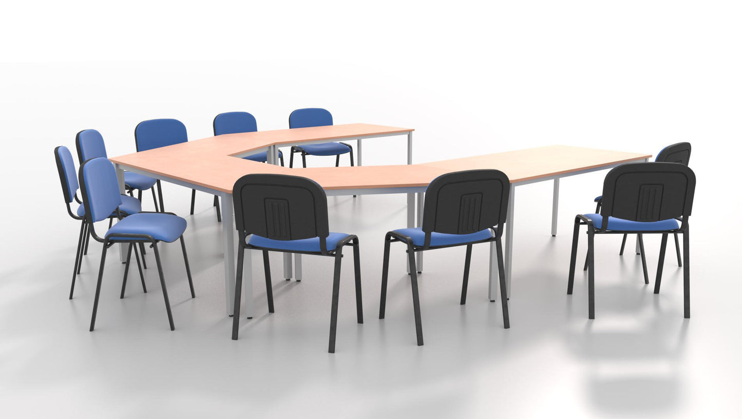 Impulse 1600mm Trapezium Table Beech Top Silver Box Frame Leg BF00108