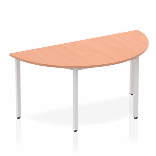 Impulse 1600mm Semi Circle Table Beech Top Silver Box Frame Leg BF00112 - NWT FM SOLUTIONS - YOUR CATERING WHOLESALER