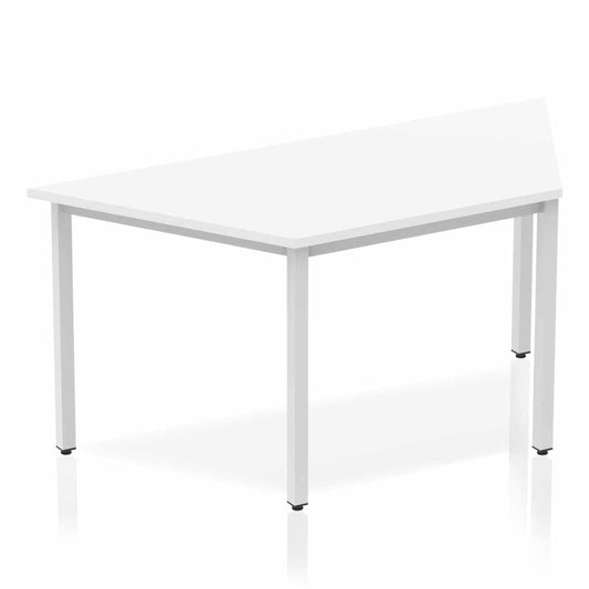 Impulse 1600mm Trapezium Table White Top Silver Box Frame Leg BF00121 - NWT FM SOLUTIONS - YOUR CATERING WHOLESALER