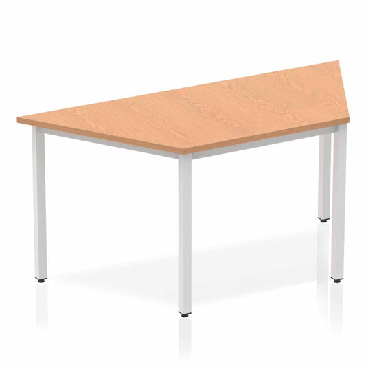 Impulse 1600mm Trapezium Table Oak Top Silver Box Frame Leg BF00134 - NWT FM SOLUTIONS - YOUR CATERING WHOLESALER