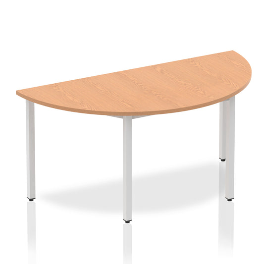 Impulse 1600mm Semi Circle Table Oak Top Silver Box Frame Leg BF00138 - NWT FM SOLUTIONS - YOUR CATERING WHOLESALER