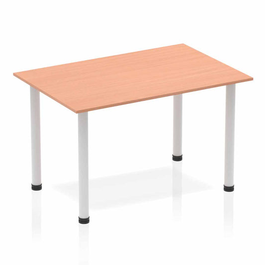 Impulse 1200mm Straight Table Beech Top Silver Post Leg BF00166 - NWT FM SOLUTIONS - YOUR CATERING WHOLESALER