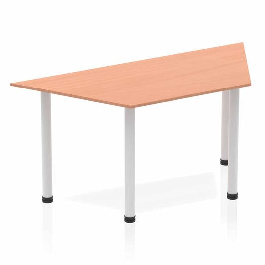 Dynamic Impulse 1600mm Trapezium Table Beech Top Silver Post Leg BF00170 - NWT FM SOLUTIONS - YOUR CATERING WHOLESALER