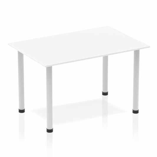 Impulse 1200mm Straight Table White Top Silver Post Leg BF00172 - NWT FM SOLUTIONS - YOUR CATERING WHOLESALER