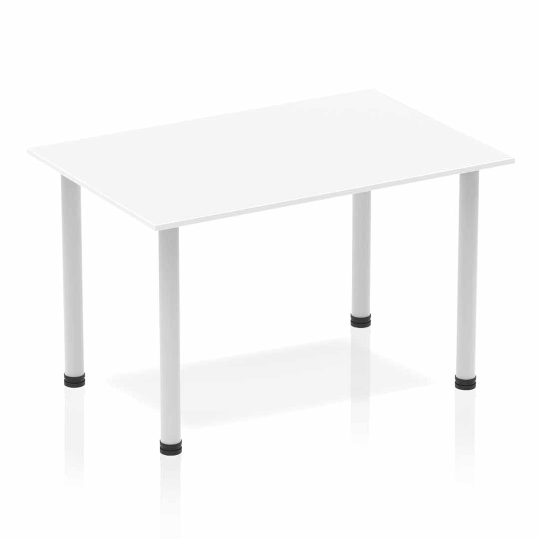 Impulse 1200mm Straight Table White Top Silver Post Leg BF00172 - NWT FM SOLUTIONS - YOUR CATERING WHOLESALER