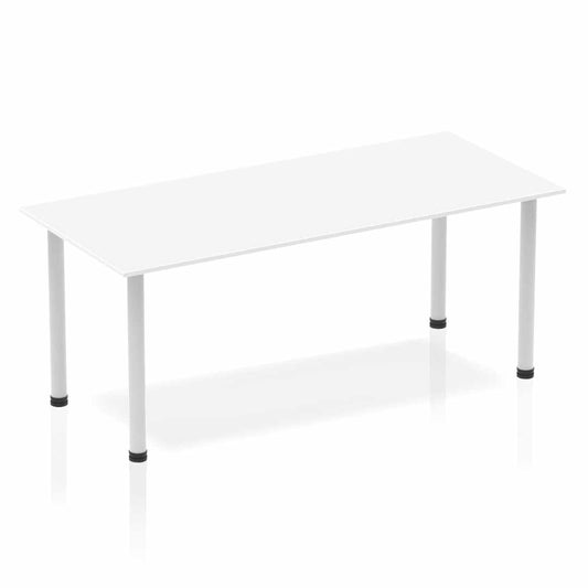 Impulse 1800mm Straight Table White Top Silver Post Leg BF00175 - NWT FM SOLUTIONS - YOUR CATERING WHOLESALER