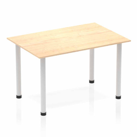 Dynamic Impulse 1200mm Straight Table Maple Top Silver Post Leg BF00190 - NWT FM SOLUTIONS - YOUR CATERING WHOLESALER