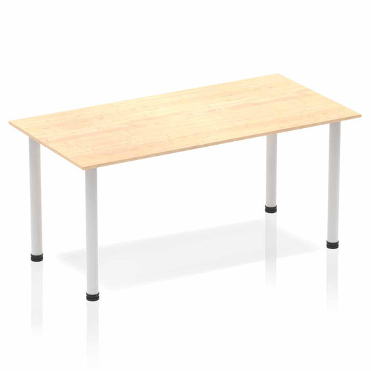 Dynamic Impulse 1600mm Straight Table Maple Top Silver Post Leg BF00192 - NWT FM SOLUTIONS - YOUR CATERING WHOLESALER