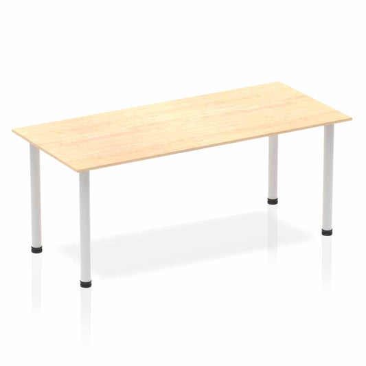 Dynamic Impulse 1800mm Straight Table Maple Top Silver Post Leg BF00193 - NWT FM SOLUTIONS - YOUR CATERING WHOLESALER
