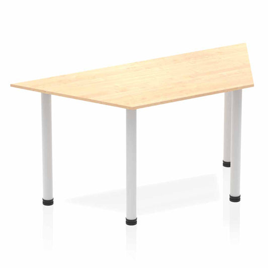 Dynamic Impulse 1600mm Trapezium Table Maple Top Silver Post Leg BF00194 - NWT FM SOLUTIONS - YOUR CATERING WHOLESALER