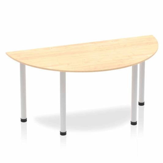 Dynamic Impulse 1600mm Semi Circle Table Maple Top Silver Post Leg BF00195 - NWT FM SOLUTIONS - YOUR CATERING WHOLESALER