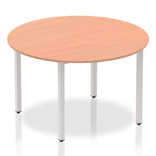 Impulse 1200mm Circle Table Oak Top Silver Box Frame Leg BF00198 - NWT FM SOLUTIONS - YOUR CATERING WHOLESALER
