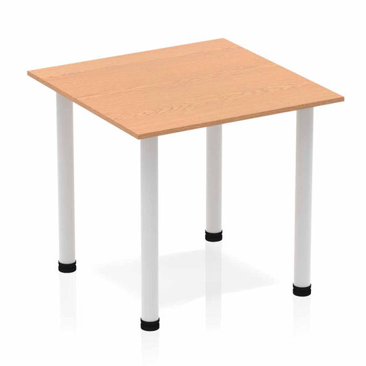 Impulse 800mm Square Table Oak Top Silver Post Leg BF00205 - NWT FM SOLUTIONS - YOUR CATERING WHOLESALER