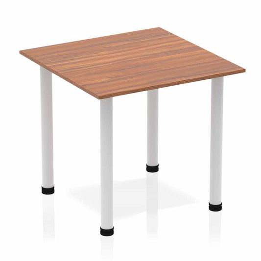 Dynamic Impulse 800mm Square Table Walnut Top Silver Post Leg BF00207 - NWT FM SOLUTIONS - YOUR CATERING WHOLESALER