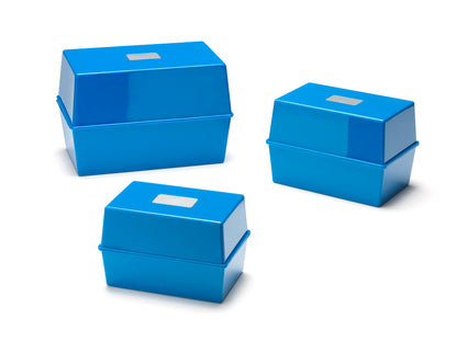 ValueX Deflecto Card Index Box 8x5 inches / 203x127mm Blue - CP012YTBLU