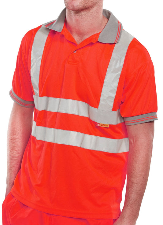 Beeswift High Visibility Extra Large Red Polo Shirt - NWT FM SOLUTIONS - YOUR CATERING WHOLESALER