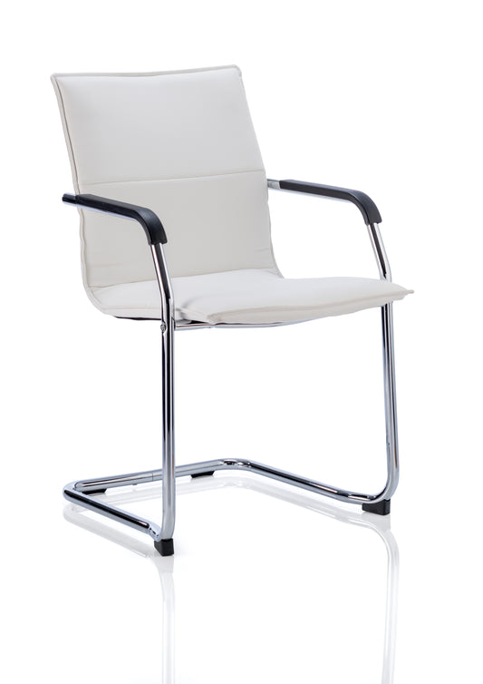Echo Cantilever Chair White Soft Bonded Leather BR000038 - NWT FM SOLUTIONS - YOUR CATERING WHOLESALER