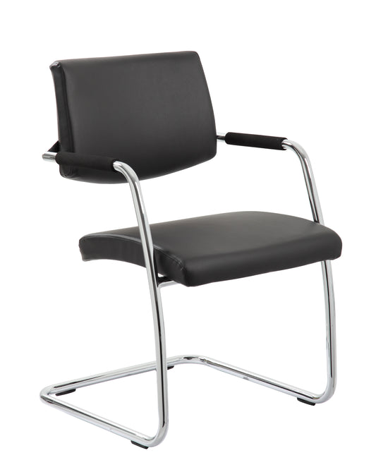 Havanna Visitor Chair Black Leather BR000050 - NWT FM SOLUTIONS - YOUR CATERING WHOLESALER