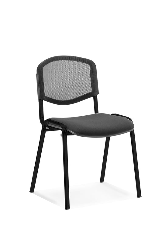 ISO Stacking Chair Mesh Back Black Fabric Black Frame BR000060 - NWT FM SOLUTIONS - YOUR CATERING WHOLESALER