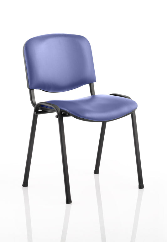 ISO Stacking Chair Blue Vinyl Black Frame BR000063 - NWT FM SOLUTIONS - YOUR CATERING WHOLESALER