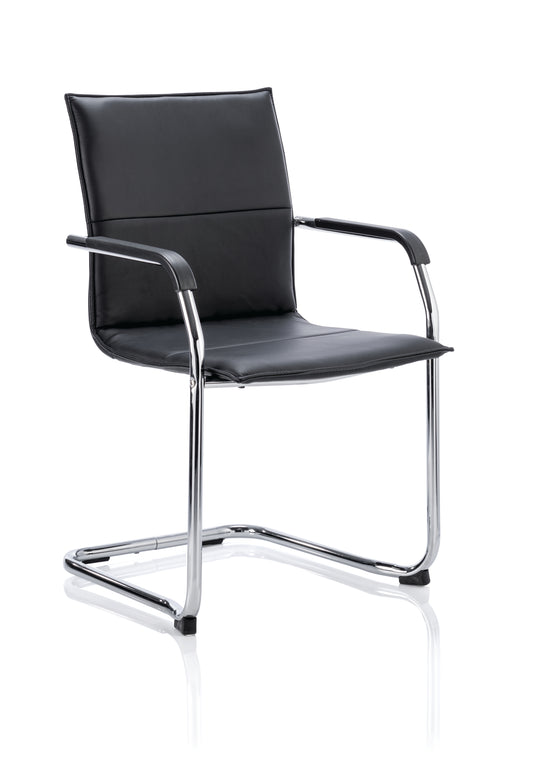 Echo Cantilever Chair Black Soft Bonded Leather BR000178 - NWT FM SOLUTIONS - YOUR CATERING WHOLESALER