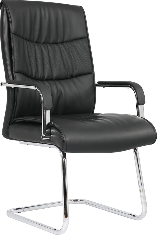 Carter Black Luxury Faux Leather Cantilever Chair With Arms BR000185 - NWT FM SOLUTIONS - YOUR CATERING WHOLESALER