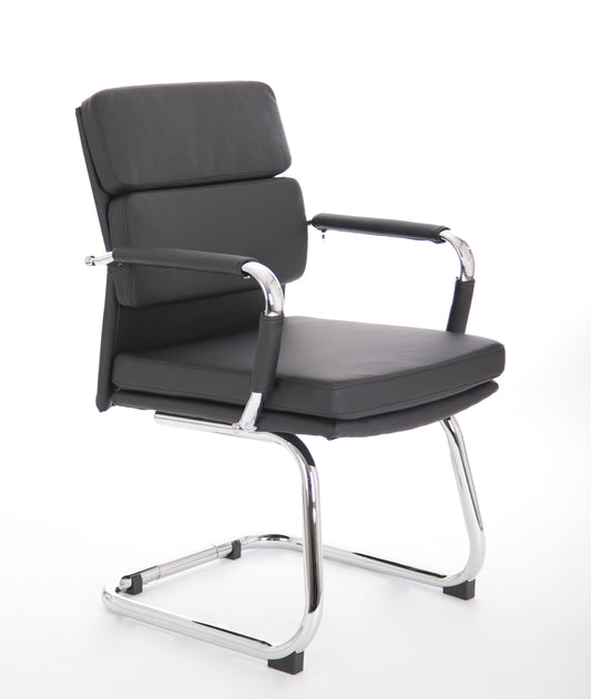 Advocate Visitor Chair Black Soft Bonded Leather With Arms BR000206 - NWT FM SOLUTIONS - YOUR CATERING WHOLESALER