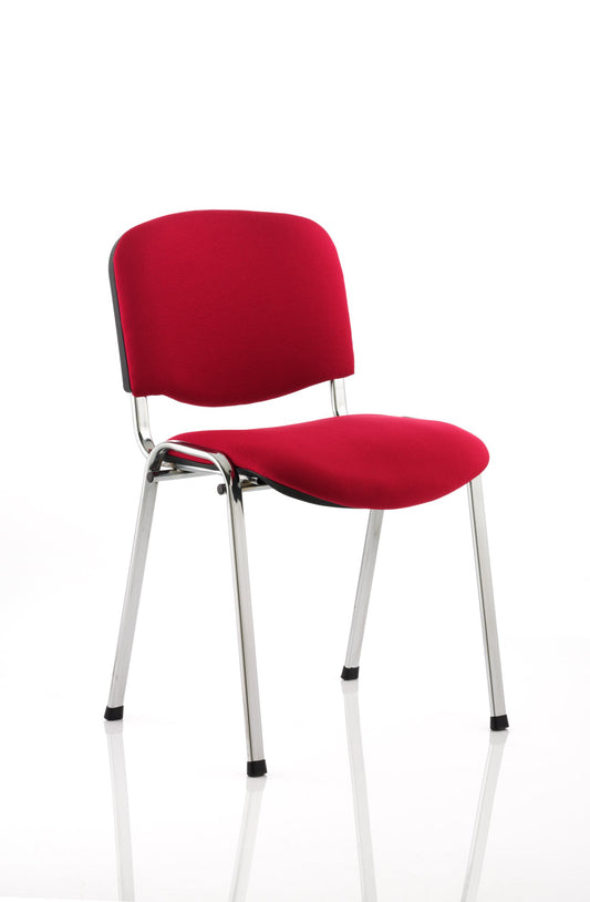 ISO Stacking Chair Wine Fabric Chrome Frame BR000299 - NWT FM SOLUTIONS - YOUR CATERING WHOLESALER