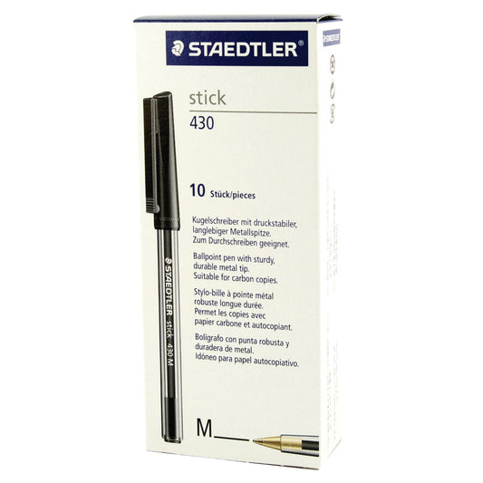 Staedtler Stick 430 Black Ballpoint Pens 10's - NWT FM SOLUTIONS - YOUR CATERING WHOLESALER