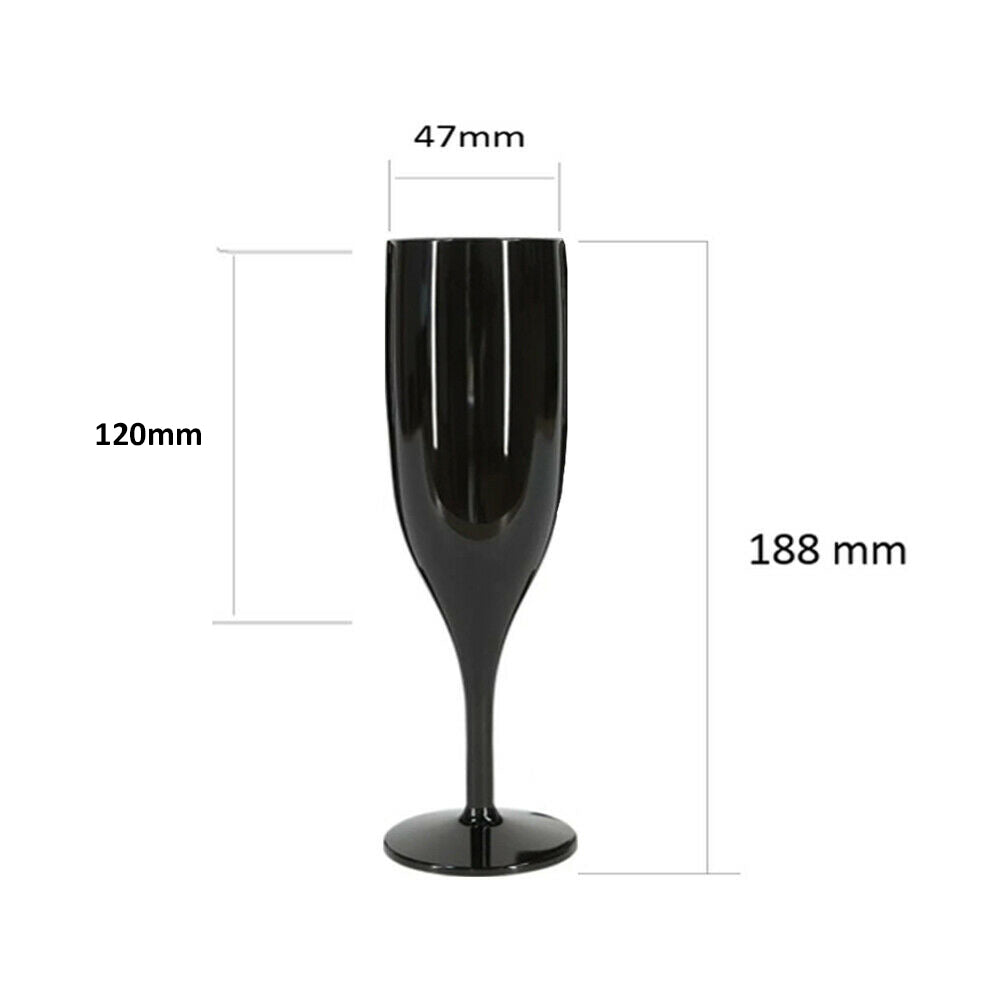 Belgravia Black Plastic Champagne Flutes Pack 6"s