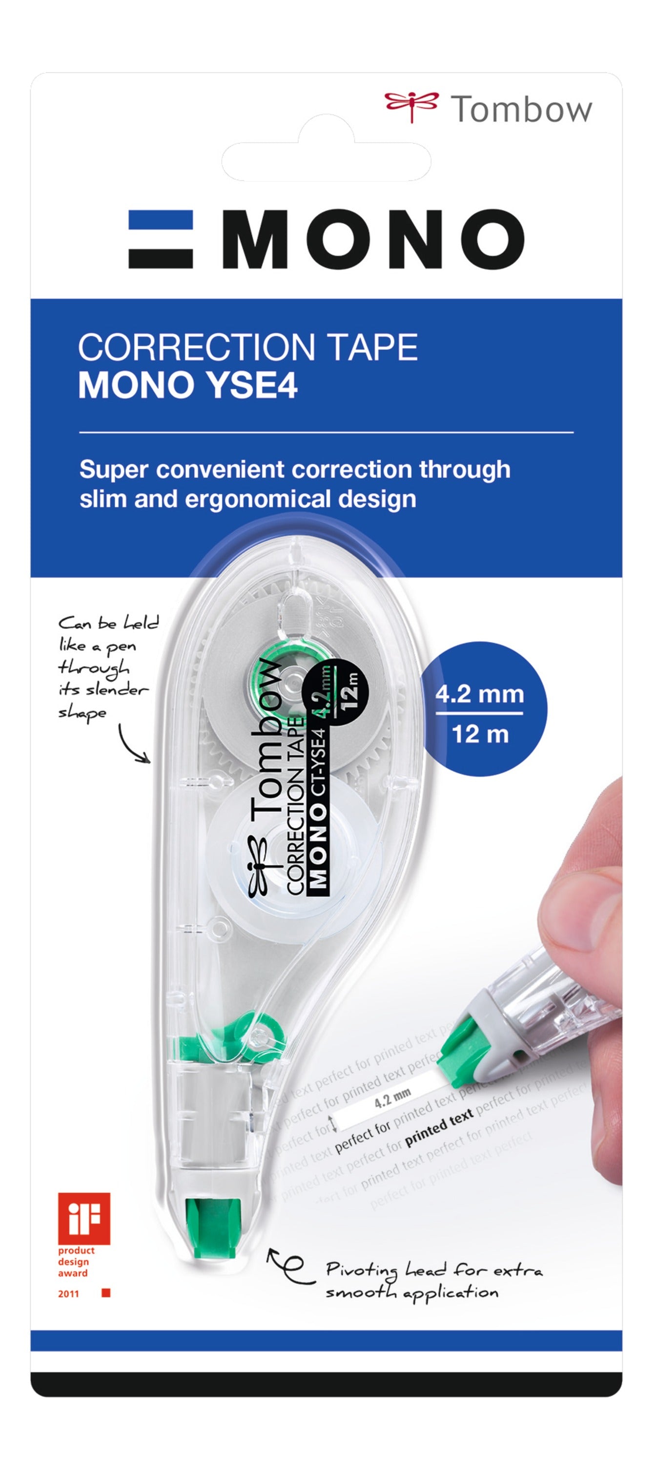 Tombow MONO YSE4 Correction Tape Roller 4.2mmx12m White - CT-YSE4