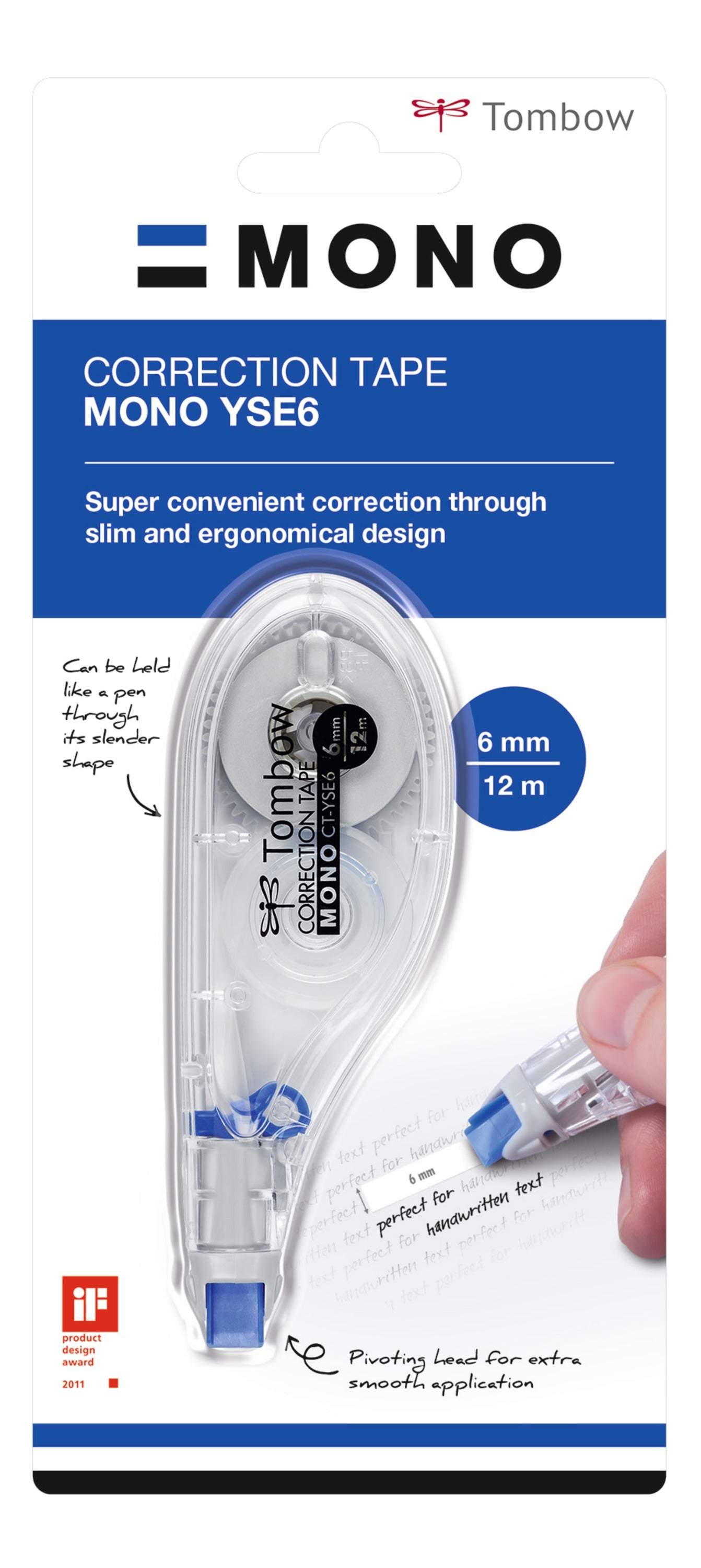 Tombow MONO YSE6 Correction Tape Roller 6mmx12m White - CT-YSE6