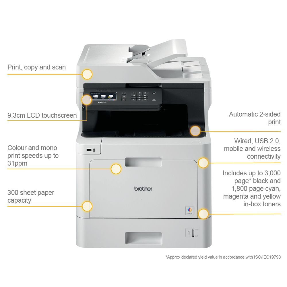 Brother DCPL8410CDWZU1 A4 Colour Laser Multifunction Printer