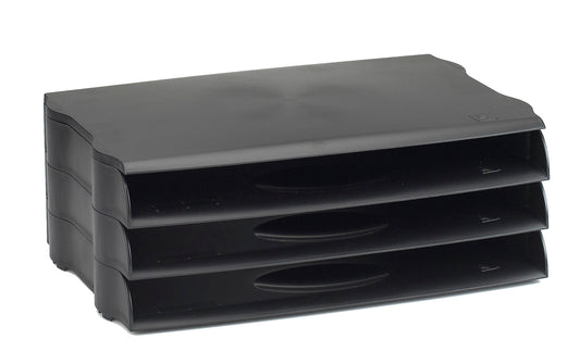 Avery DTR Eco Letter Tray Wide Entry A4/Foolscap Landscape Black (Pack 3) - DR800BLK - NWT FM SOLUTIONS - YOUR CATERING WHOLESALER