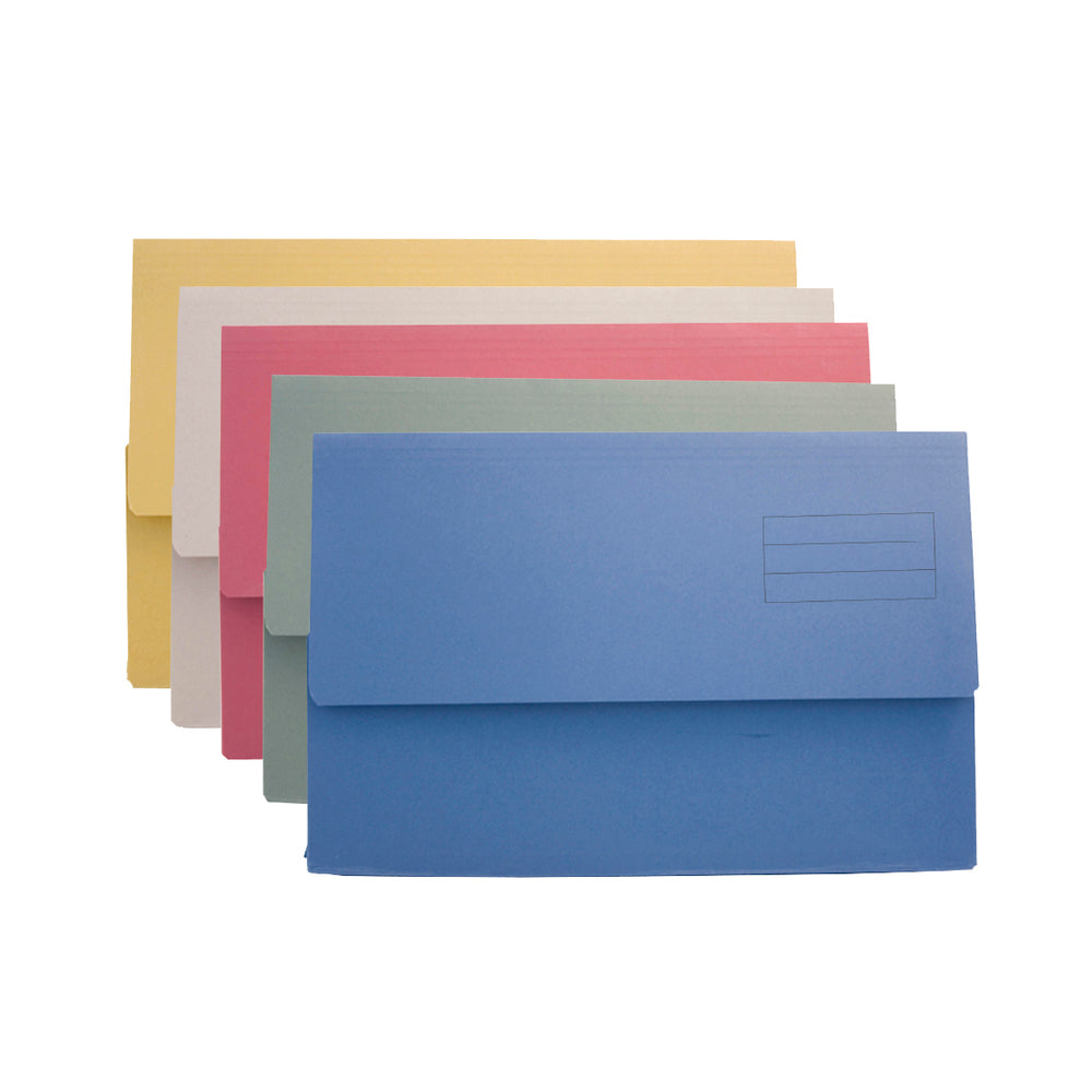Exacompta Document Wallet Manilla Foolscap Half Flap 250gsm Assorted (Pack 50) - DW250-ASTZ - NWT FM SOLUTIONS - YOUR CATERING WHOLESALER