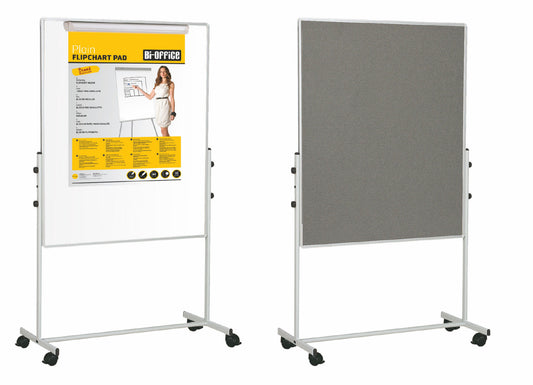Bi-Office Mobile Duo Melamine Non Magnetic Whiteboard/Grey Felt Noticeboard Easel 700x1200mm - EA4726075 - NWT FM SOLUTIONS - YOUR CATERING WHOLESALER