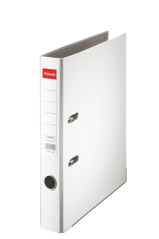 Esselte Essentials Lever Arch File Polypropylene A4 50mm Spine Width White (Pack 25) 81190 - NWT FM SOLUTIONS - YOUR CATERING WHOLESALER