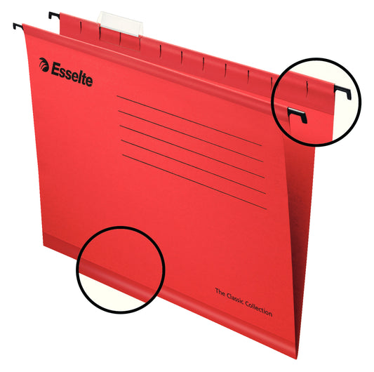 Esselte Classic A4 Suspension File Board 15mm V Base Red (Pack 25) 90316 - NWT FM SOLUTIONS - YOUR CATERING WHOLESALER