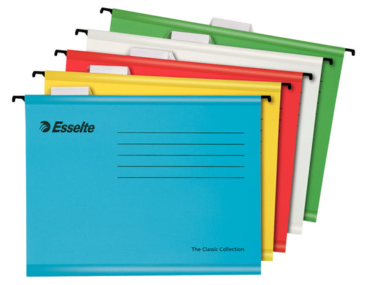 Esselte Pendaflex A4 Reinforced Suspension File Card V Base Assorted Colours (Pack 10) 93042 - NWT FM SOLUTIONS - YOUR CATERING WHOLESALER