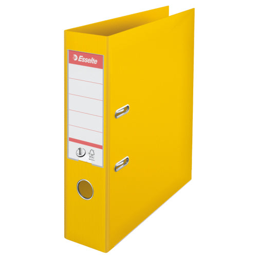 Esselte No.1 Lever Arch File Polypropylene A4 75mm Spine Width Yellow (Pack 10) 811310 - NWT FM SOLUTIONS - YOUR CATERING WHOLESALER