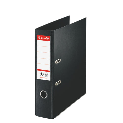 Esselte No.1 Lever Arch File Polypropylene A4 75mm Spine Width Black (Pack 10) 811370 - NWT FM SOLUTIONS - YOUR CATERING WHOLESALER