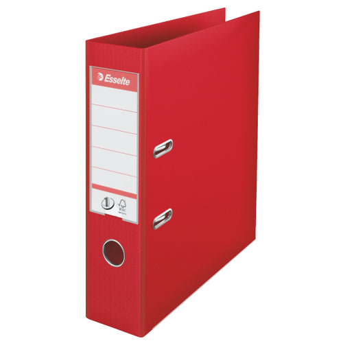 Esselte No.1 Lever Arch File Polypropylene A4 75mm Spine Width Red (Pack 10) 811330 - NWT FM SOLUTIONS - YOUR CATERING WHOLESALER
