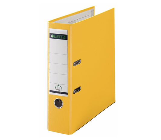 Leitz 180 Lever Arch File Polypropylene A4 80mm Spine Width Yellow (Pack 10) 10101015 - NWT FM SOLUTIONS - YOUR CATERING WHOLESALER