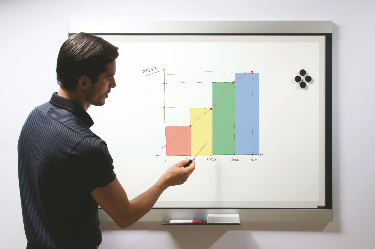 Bi-Office Expression Premium Magnetic Ceramic Whiteboard Aluminium Frame 1200x900mm - EXP050301