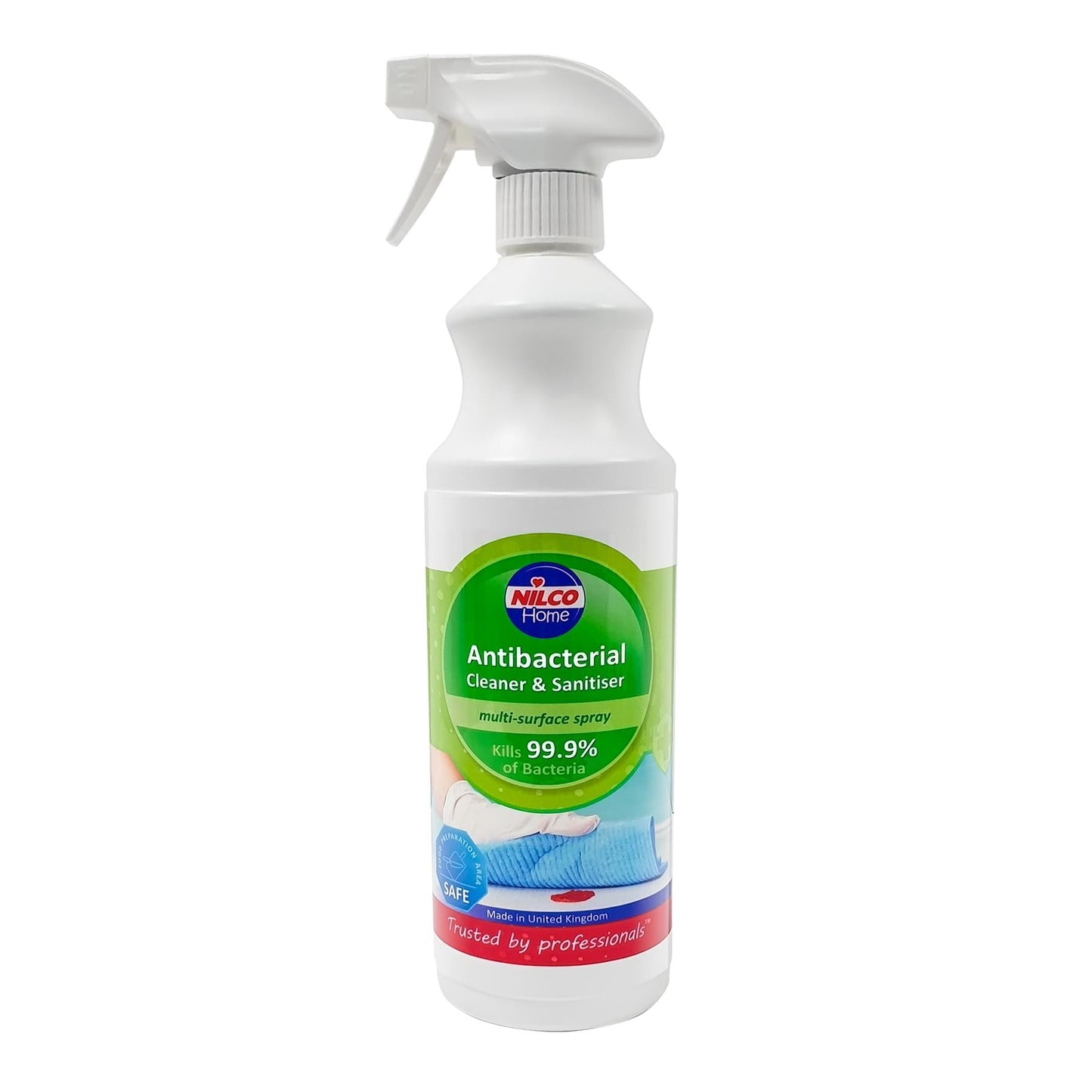 Nilco Antibacterial Cleaner & Sanitiser Multi-Surface Spray 1 Litre - NWT FM SOLUTIONS - YOUR CATERING WHOLESALER