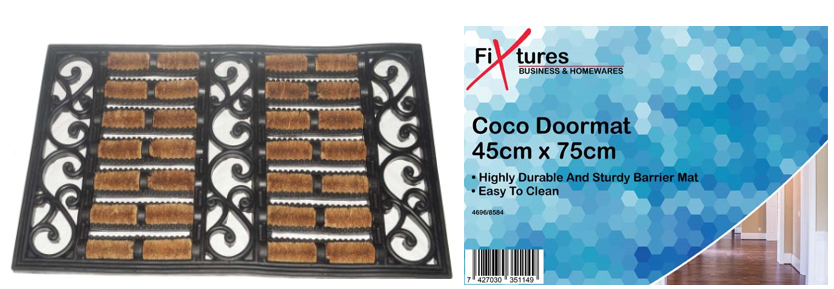 Fixtures Heavy Duty Coco 45x75cm Door Mat - NWT FM SOLUTIONS - YOUR CATERING WHOLESALER